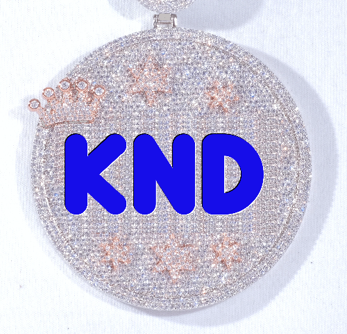 CUSTOM LETTER NECKLACE 3D BIG CROWN DISC