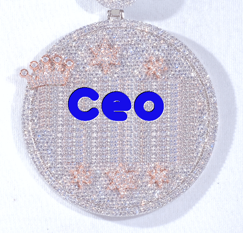 CUSTOM LETTER NECKLACE 3D BIG CROWN DISC