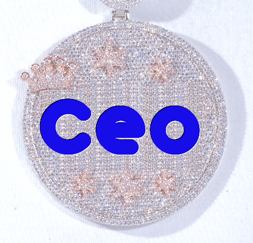 CUSTOM LETTER NECKLACE 3D BIG CROWN DISC