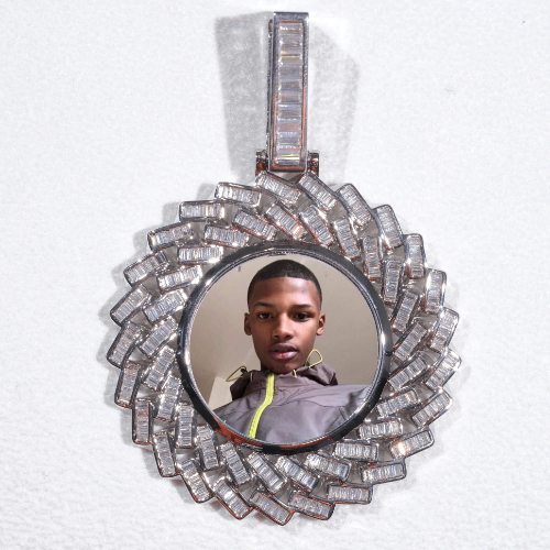 Large 3D Baguette Custom Picture Pendant