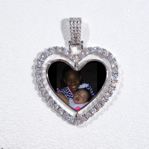 3D Spinning 2-Faced Heart Custom Picture Pendant