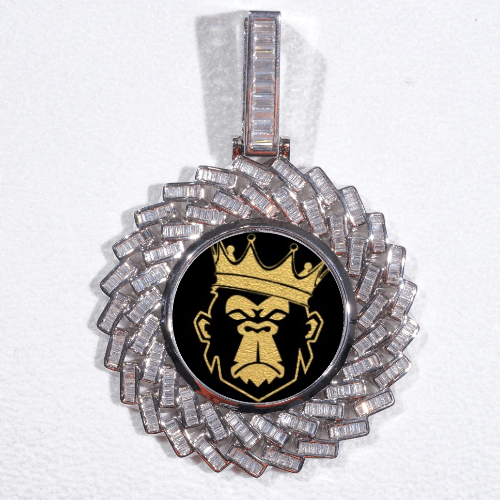 Large 3D Baguette Custom Picture Pendant