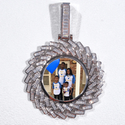 Large 3D Baguette Custom Picture Pendant