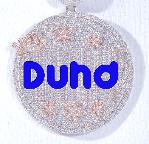 CUSTOM LETTER NECKLACE 3D BIG CROWN DISC