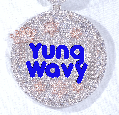 CUSTOM LETTER NECKLACE 3D BIG CROWN DISC
