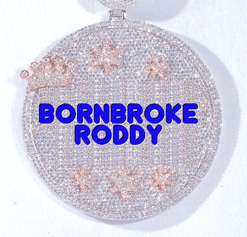 CUSTOM LETTER NECKLACE 3D BIG CROWN DISC