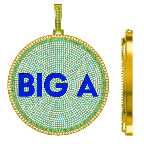 CUSTOM LETTER NECKLACE 3D BIG DISC