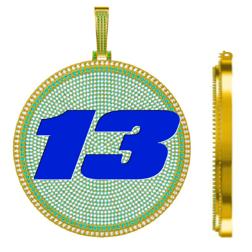 CUSTOM LETTER NECKLACE 3D BIG DISC
