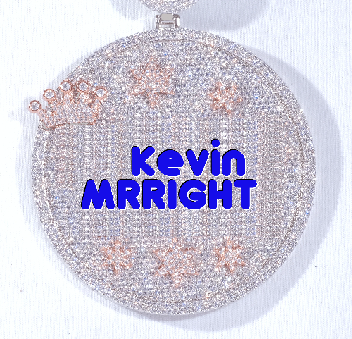 CUSTOM LETTER NECKLACE 3D BIG CROWN DISC