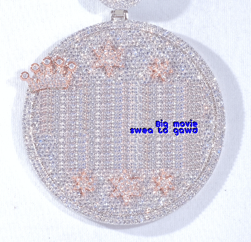CUSTOM LETTER NECKLACE 3D BIG CROWN DISC