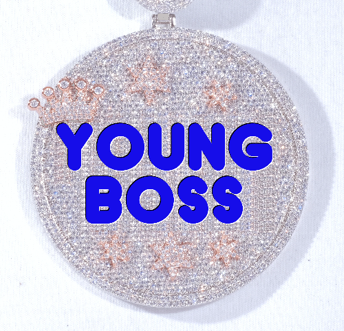 CUSTOM LETTER NECKLACE 3D BIG CROWN DISC