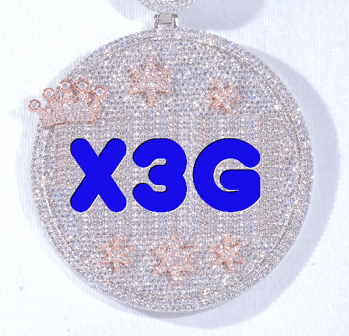 CUSTOM LETTER NECKLACE 3D BIG CROWN DISC