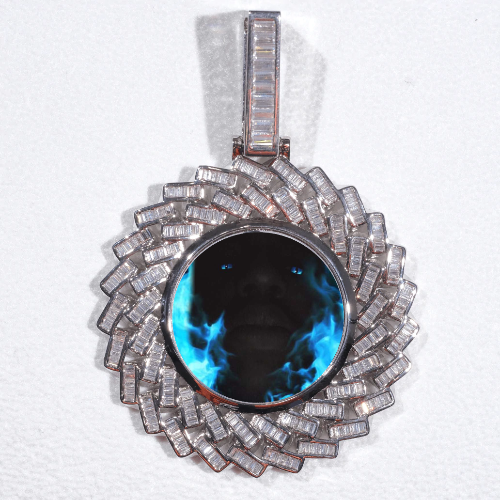 Large 3D Baguette Custom Picture Pendant