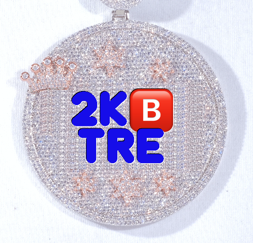 CUSTOM LETTER NECKLACE 3D BIG CROWN DISC