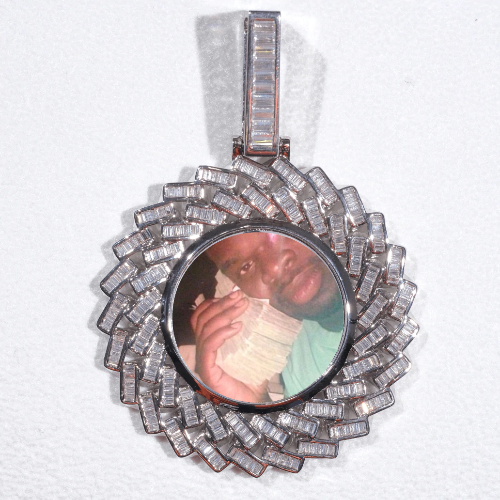 Large 3D Baguette Custom Picture Pendant