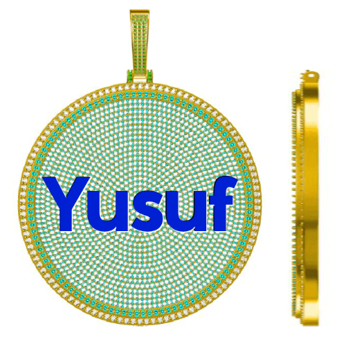 CUSTOM LETTER NECKLACE 3D BIG DISC
