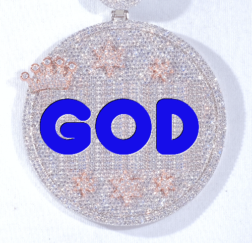 CUSTOM LETTER NECKLACE 3D BIG CROWN DISC