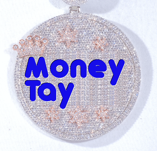 CUSTOM LETTER NECKLACE 3D BIG CROWN DISC