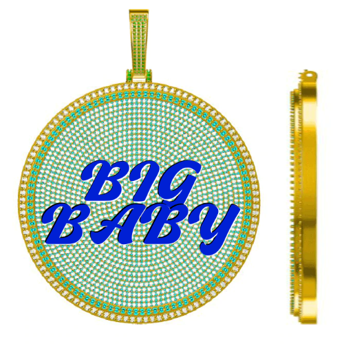 CUSTOM LETTER NECKLACE 3D BIG DISC