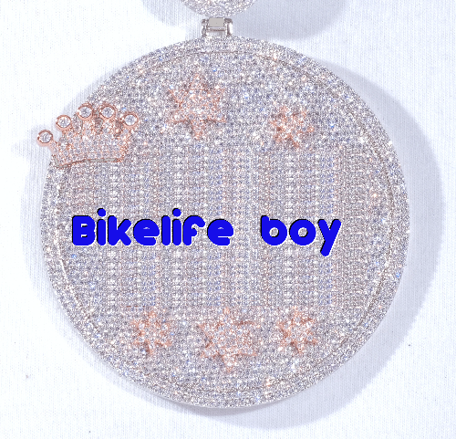 CUSTOM LETTER NECKLACE 3D BIG CROWN DISC