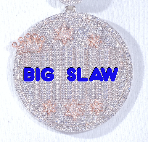 CUSTOM LETTER NECKLACE 3D BIG CROWN DISC