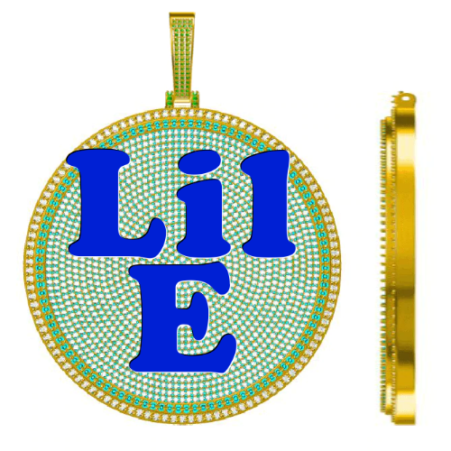 CUSTOM LETTER NECKLACE 3D BIG DISC