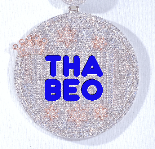 CUSTOM LETTER NECKLACE 3D BIG CROWN DISC