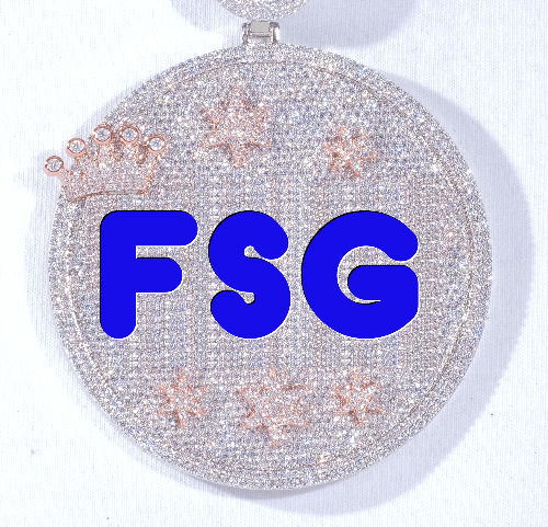 CUSTOM LETTER NECKLACE 3D BIG CROWN DISC