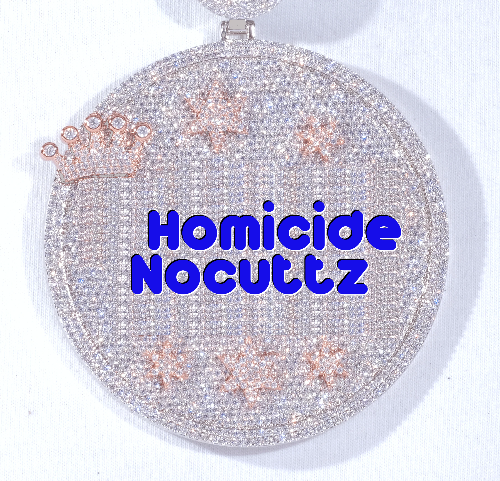 CUSTOM LETTER NECKLACE 3D BIG CROWN DISC