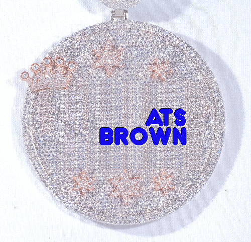 CUSTOM LETTER NECKLACE 3D BIG CROWN DISC