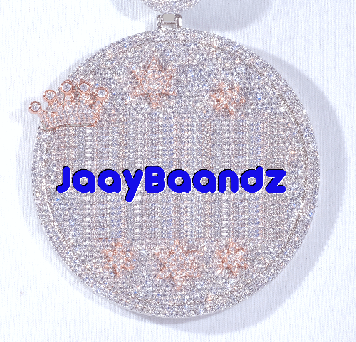 CUSTOM LETTER NECKLACE 3D BIG CROWN DISC