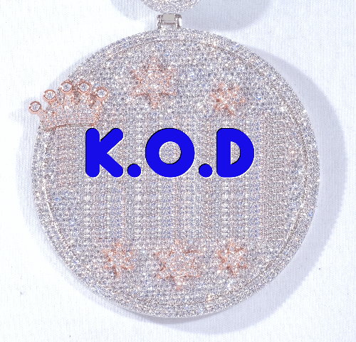 CUSTOM LETTER NECKLACE 3D BIG CROWN DISC