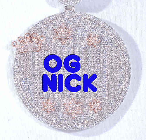 CUSTOM LETTER NECKLACE 3D BIG CROWN DISC