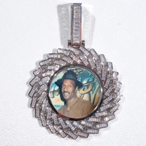 Large 3D Baguette Custom Picture Pendant