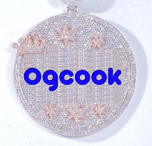CUSTOM LETTER NECKLACE 3D BIG CROWN DISC
