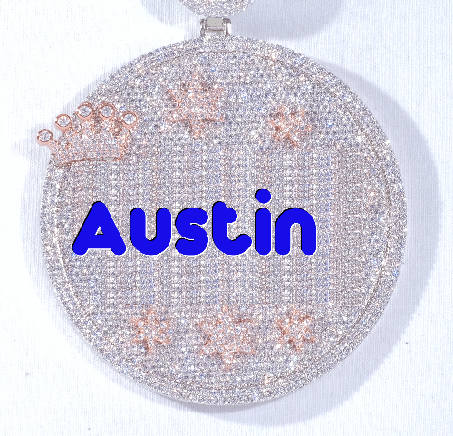 CUSTOM LETTER NECKLACE 3D BIG CROWN DISC