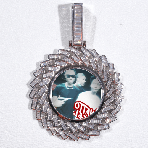 Large 3D Baguette Custom Picture Pendant