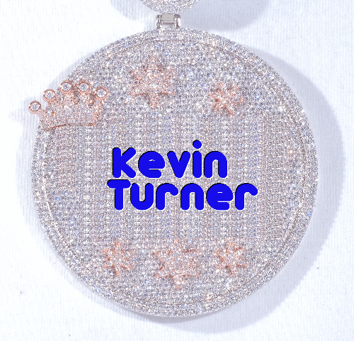CUSTOM LETTER NECKLACE 3D BIG CROWN DISC