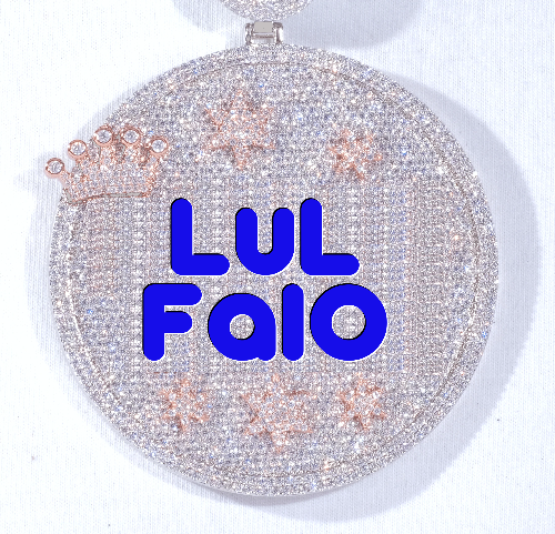CUSTOM LETTER NECKLACE 3D BIG CROWN DISC