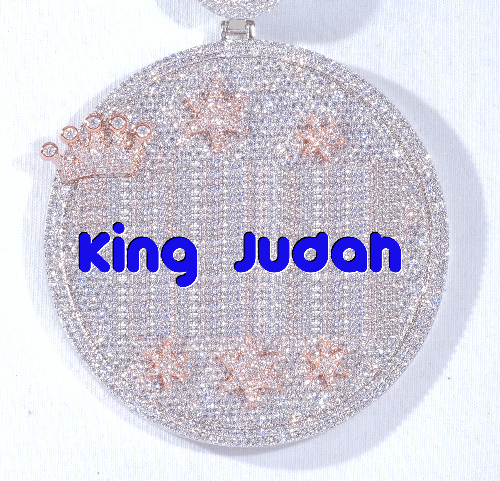 CUSTOM LETTER NECKLACE 3D BIG CROWN DISC