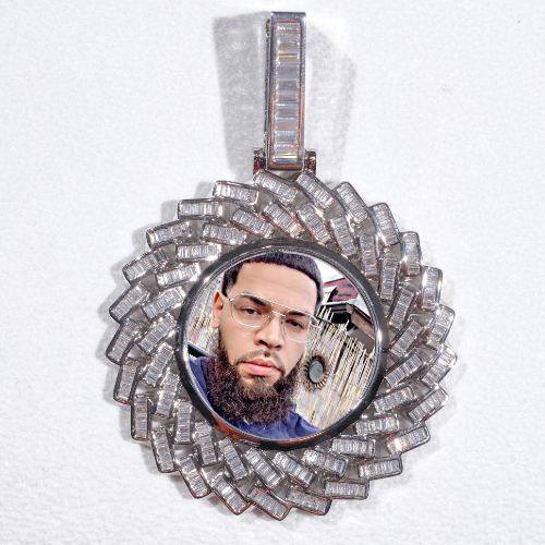 Large 3D Baguette Custom Picture Pendant