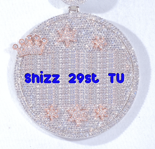 CUSTOM LETTER NECKLACE 3D BIG CROWN DISC