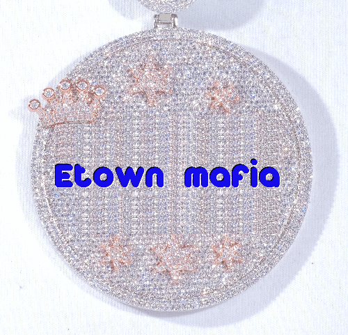 CUSTOM LETTER NECKLACE 3D BIG CROWN DISC