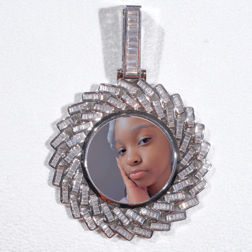 Large 3D Baguette Custom Picture Pendant