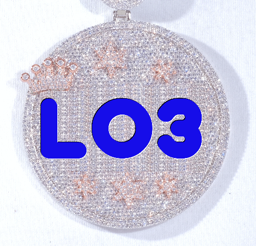 CUSTOM LETTER NECKLACE 3D BIG CROWN DISC