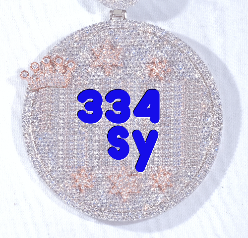CUSTOM LETTER NECKLACE 3D BIG CROWN DISC