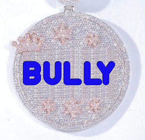 CUSTOM LETTER NECKLACE 3D BIG CROWN DISC
