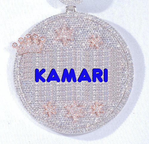 CUSTOM LETTER NECKLACE 3D BIG CROWN DISC