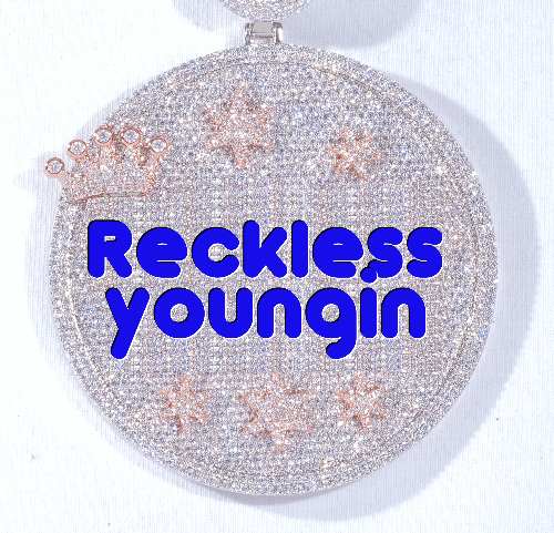 CUSTOM LETTER NECKLACE 3D BIG CROWN DISC