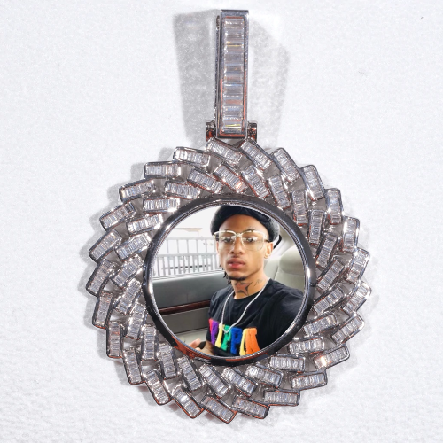 Large 3D Baguette Custom Picture Pendant